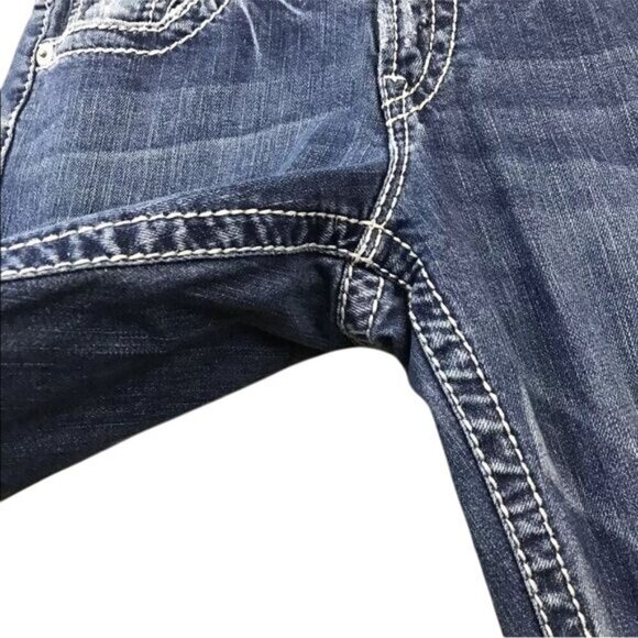 Silver Jeans Suki Bootcut Mid Rise Denim Jeans Dark Wash Whip Stitch Size 25 Y2K - Picture 5 of 8